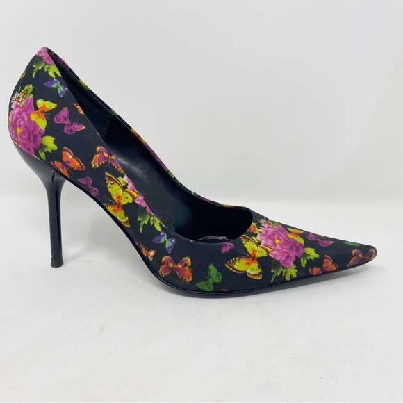 BCBGirls Floral Butterfly Spike Heels Size 8 Pointed Toe Barbiecore - Picture 7 of 9